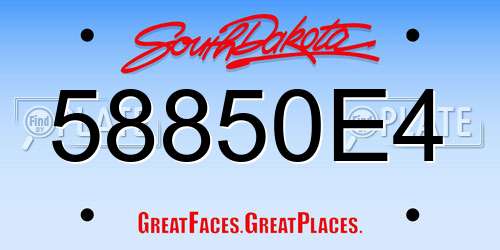58850E4 South Dakota License Plate