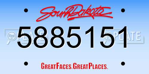 5885151 South Dakota License Plate