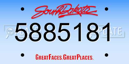 5885181 South Dakota License Plate