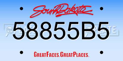 58855B5 South Dakota License Plate