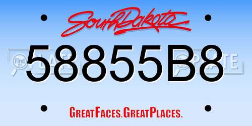 58855B8 South Dakota License Plate