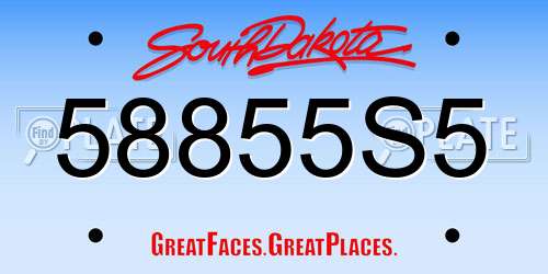 58855S5 South Dakota License Plate