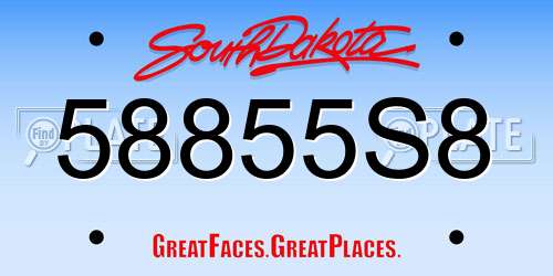 58855S8 South Dakota License Plate