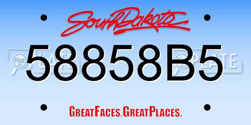 58858B5 South Dakota License Plate