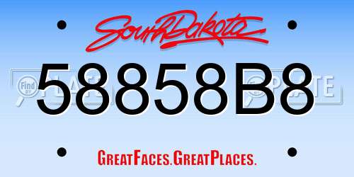 58858B8 South Dakota License Plate