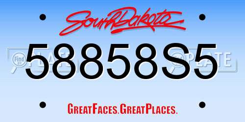 58858S5 South Dakota License Plate