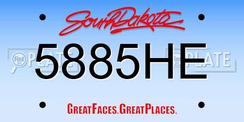5885HE South Dakota License Plate
