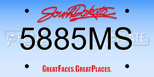 5885MS South Dakota License Plate
