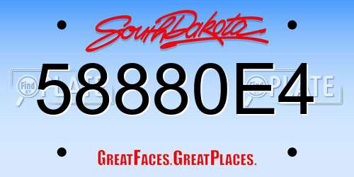 58880E4 South Dakota License Plate