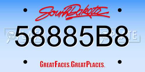 58885B8 South Dakota License Plate