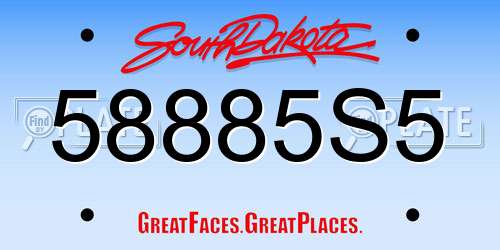 58885S5 South Dakota License Plate