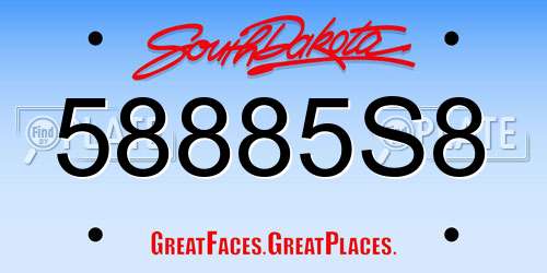 58885S8 South Dakota License Plate