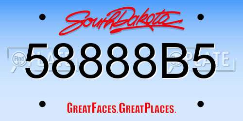 58888B5 South Dakota License Plate