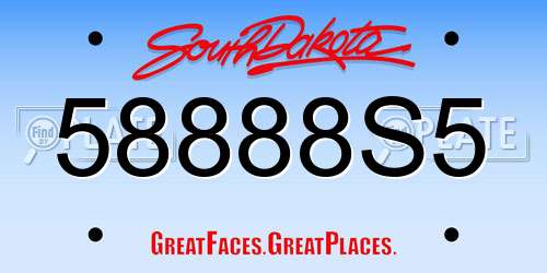 58888S5 South Dakota License Plate