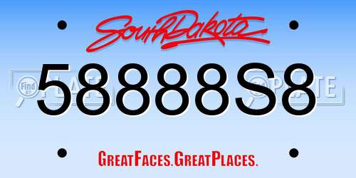 58888S8 South Dakota License Plate