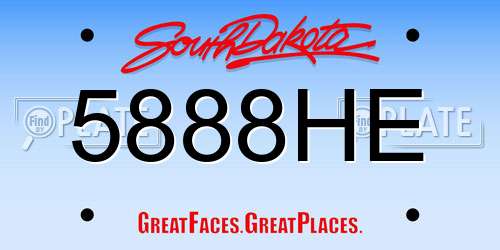 5888HE South Dakota License Plate