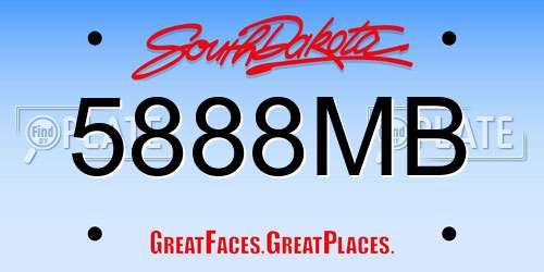 5888MB South Dakota License Plate