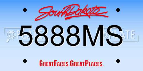 5888MS South Dakota License Plate