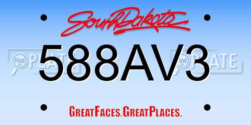 588AV3 South Dakota License Plate