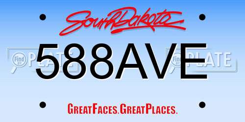 588AVE South Dakota License Plate
