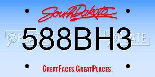 588BH3 South Dakota License Plate