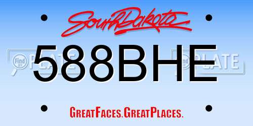 588BHE South Dakota License Plate