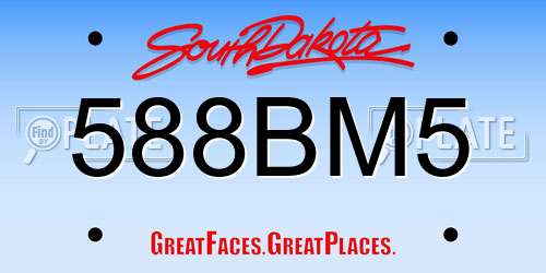 588BM5 South Dakota License Plate