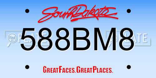 588BM8 South Dakota License Plate