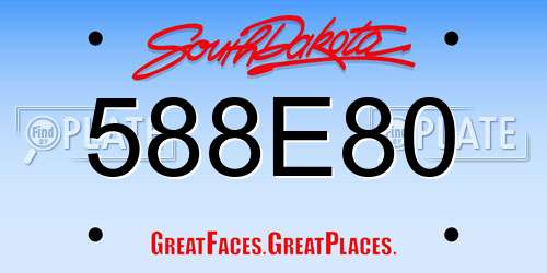 588E80 South Dakota License Plate