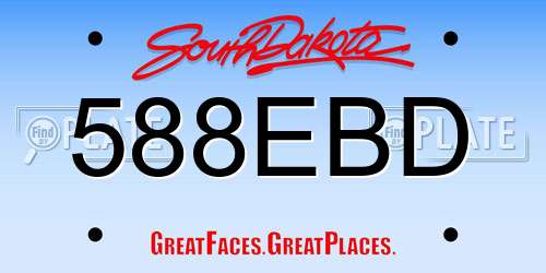 588EBD South Dakota License Plate