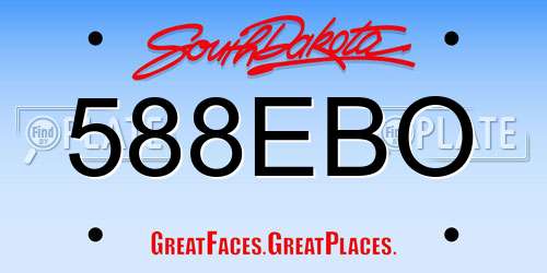 588EBO South Dakota License Plate