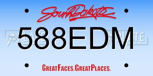 588EDM South Dakota License Plate