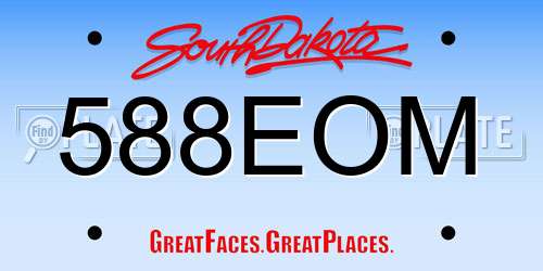 588EOM South Dakota License Plate