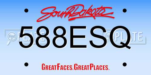 588ESQ South Dakota License Plate