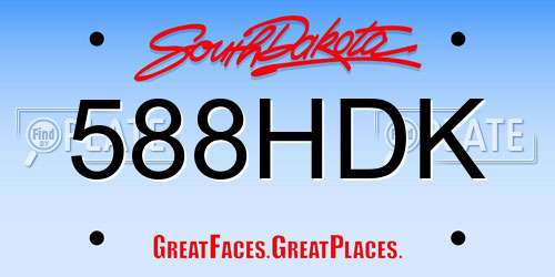 588HDK South Dakota License Plate