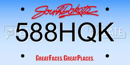 588HQK South Dakota License Plate