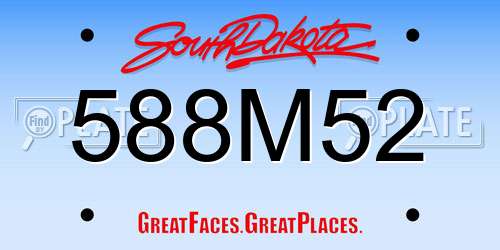 588M52 South Dakota License Plate