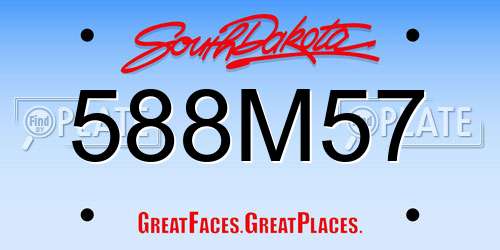 588M57 South Dakota License Plate