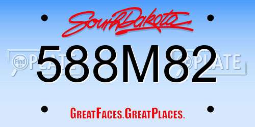 588M82 South Dakota License Plate