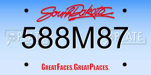 588M87 South Dakota License Plate