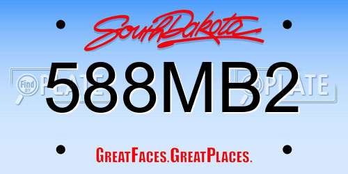 588MB2 South Dakota License Plate