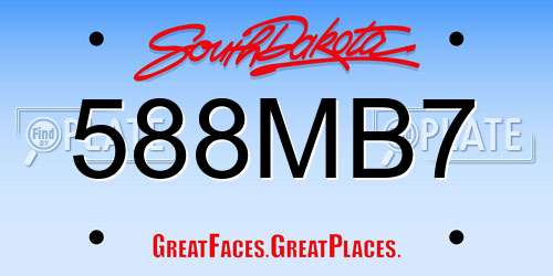 588MB7 South Dakota License Plate
