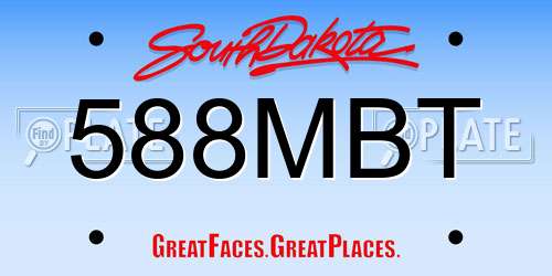 588MBT South Dakota License Plate