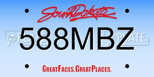 588MBZ South Dakota License Plate
