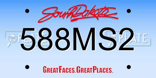 588MS2 South Dakota License Plate