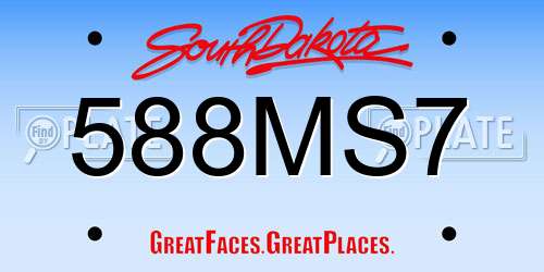 588MS7 South Dakota License Plate
