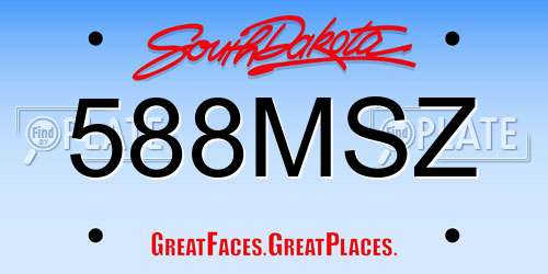 588MSZ South Dakota License Plate