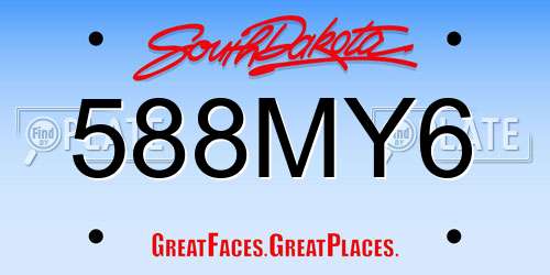 588MY6 South Dakota License Plate