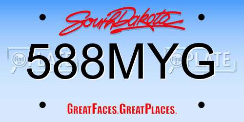 588MYG South Dakota License Plate