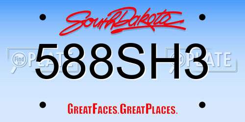 588SH3 South Dakota License Plate